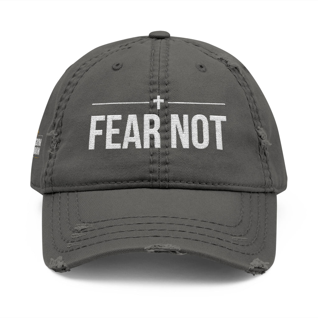 Fear Not Embroidered Distressed Dad Hat — Christian Cross Vintage Baseball Cap