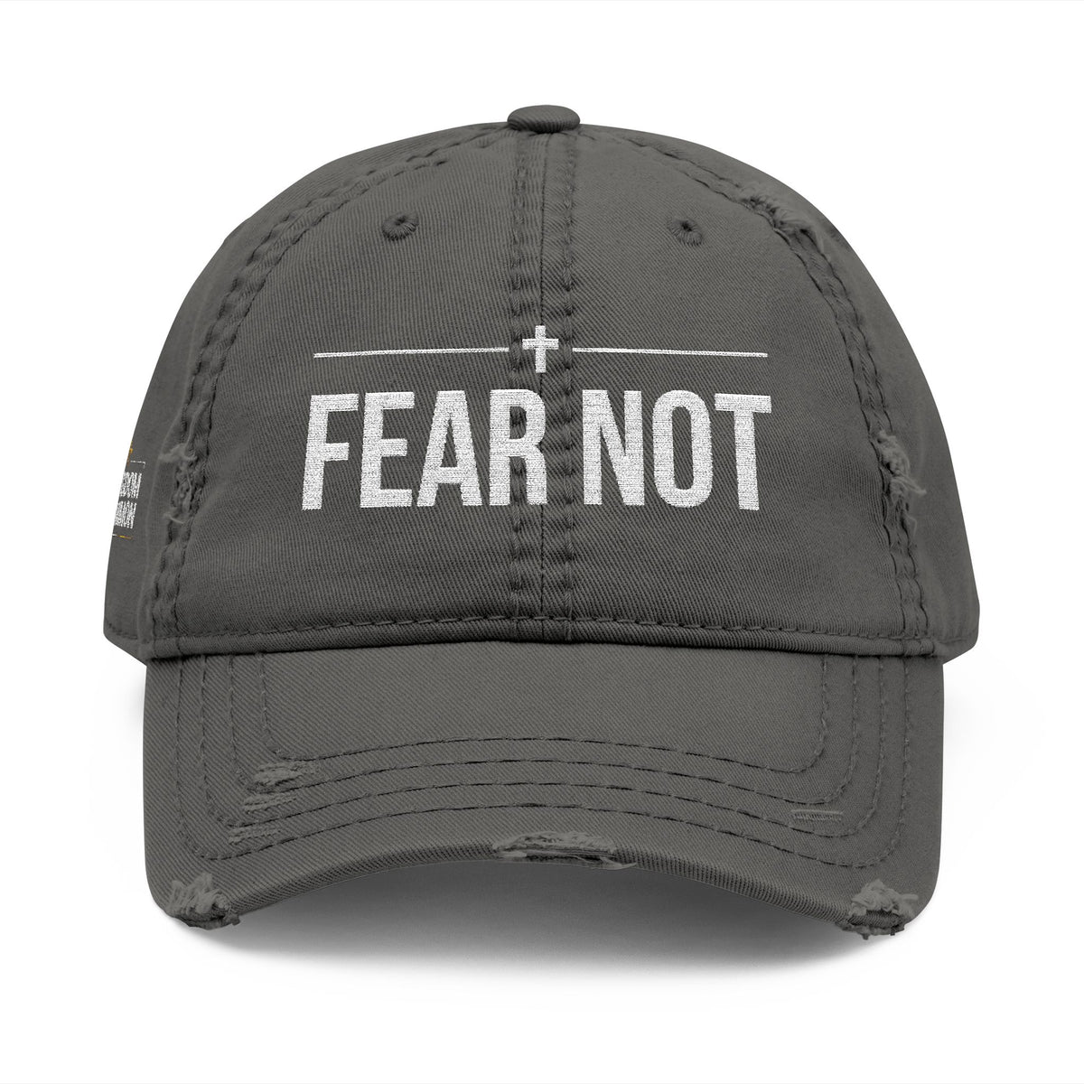 Fear Not Embroidered Distressed Dad Hat — Christian Cross Vintage Baseball Cap