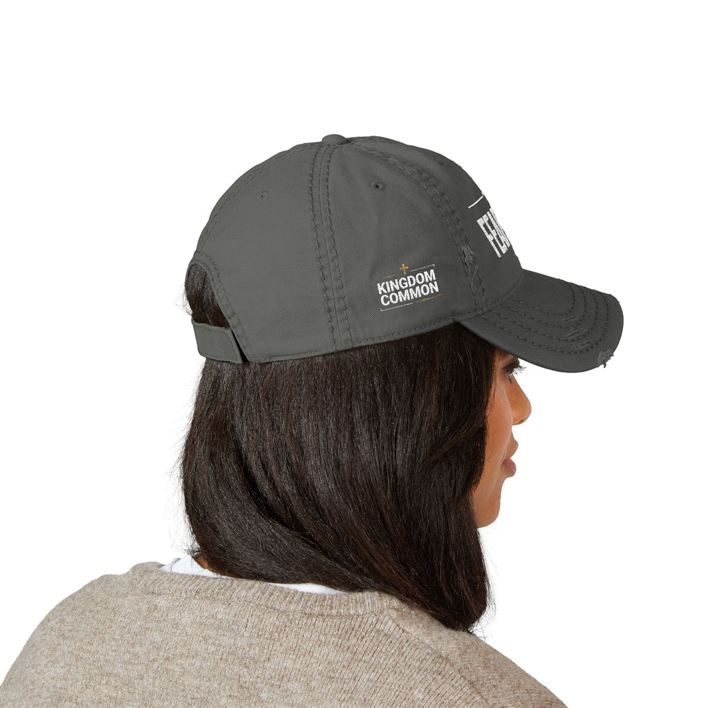 Fear Not Embroidered Distressed Dad Hat — Christian Cross Vintage Baseball Cap